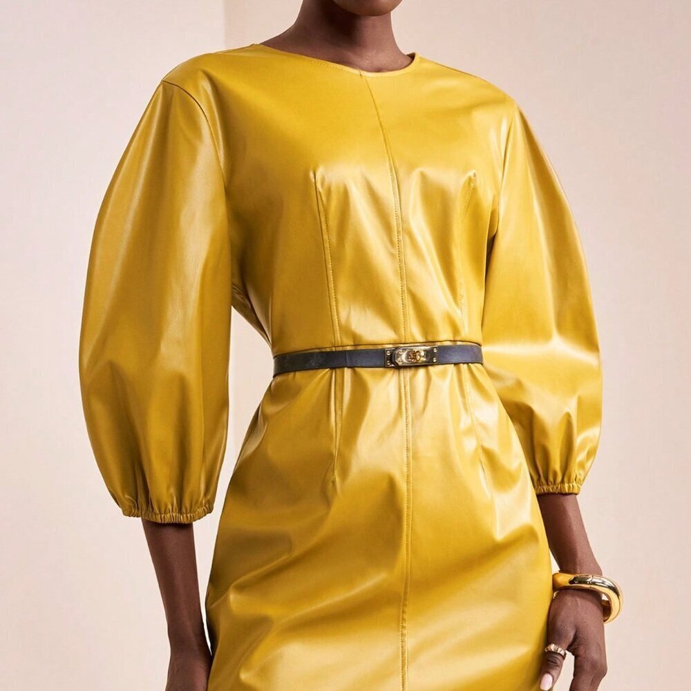Yellow Elegant Women's Mini Dress - Picture 6 of 7